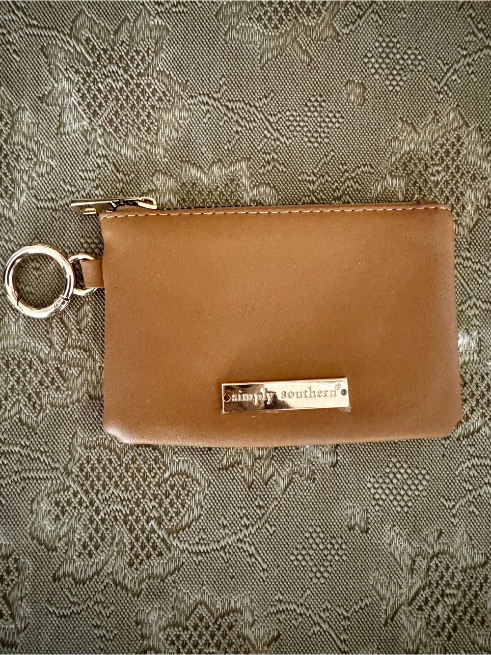 NWOT Simply Southern Brown Zip Keychain Card Holder